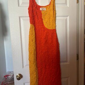 Mara Hoffman Popcorn Midi Dress - Orange/Yellow